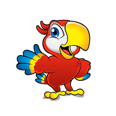 Fototapeta premium Cute cartoon colorful macaw 