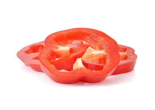 Red Pepper Slices On White Background