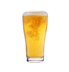 glass of light beer isolated on a white background.