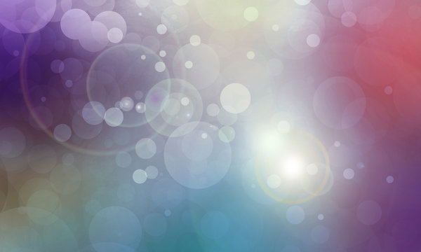 colorful bokeh background with white lights and lens flare