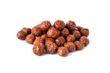 cereal chocolate balls on white background