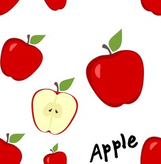 Seamless apple pattern on white