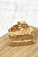 Coffee cake on wood plate