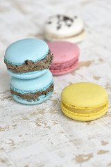 Varity macrons on wood plate