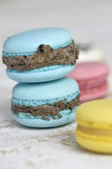 Varity macrons on wood plate