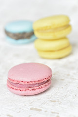 Varity macrons on wood plate