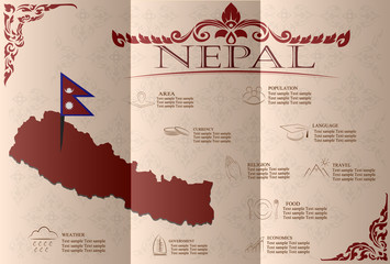 nepal infographics, statistical data, sights. Vector 