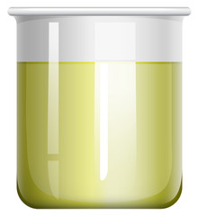 Yellow liquid in glass beaker