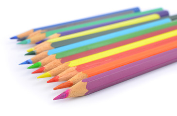 Colour pencils isolated on white background