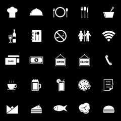 Restaurant icons on black background