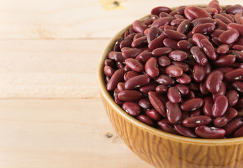 red  beans on wood background