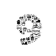 Abstract vector number 9  made from  house icon - alphabet set.
