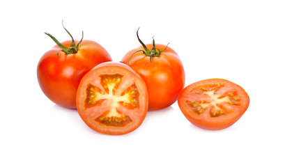 Fresh tomatoes isolated on white background