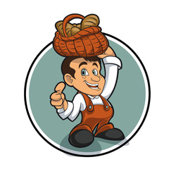 Happy little baker cartoon character 