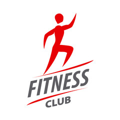 Red vector logo man running for fitness club