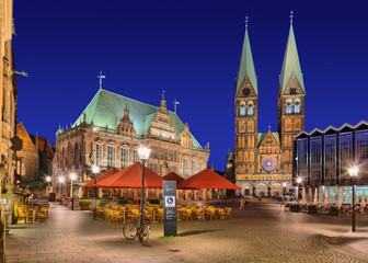 Naklejka na ściany i meble Bremen Hansestadt Marktplatz mit Rathaus und Dom