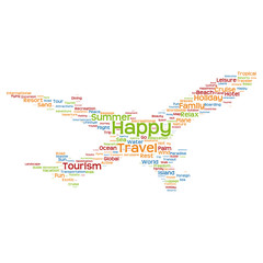 Conceptual happy tourism or travel word cloud