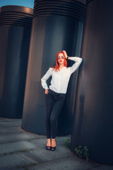 Fashion redhead young woman