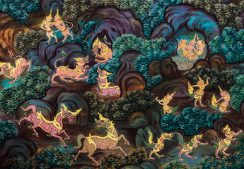 Thai mural painting art