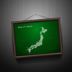 Blackboard with the Map of Japan