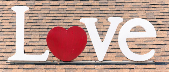 love sign on roof - film filter style