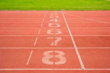 running Track Lane Numbers and grass