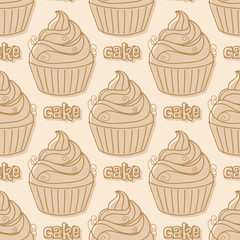 Seamless pattern with cupcakes