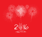 Chinese year wording translation card happy contents comp similar search "Happy new year 2016 written with Sparkle firework and led" Stock image