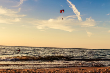 Extreme sports at the seaside.