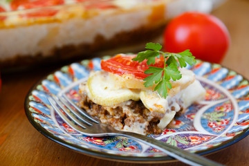 Baked gratin with ground meat and grilled eggplants