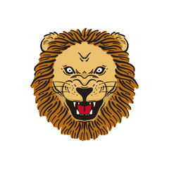 Roar Lion Head Cartoon Vector Illustration