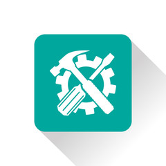 Crossed screwdriver and hammer tools, vector