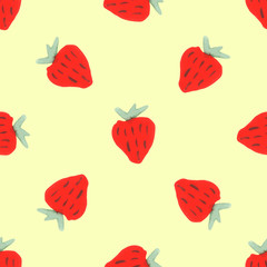 Seamless natural color pattern of red strawberries
