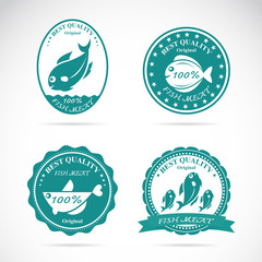 Set of vector fish labels on white background