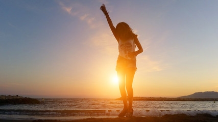 Girl with sunset