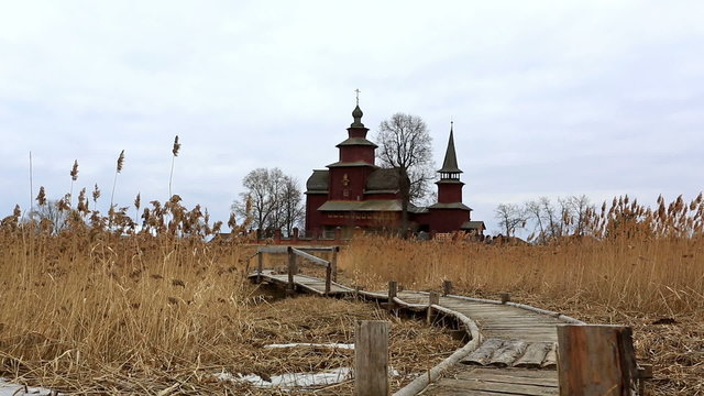 Pastorale view at Church of John the Apostle on the Ishnya river, Russia