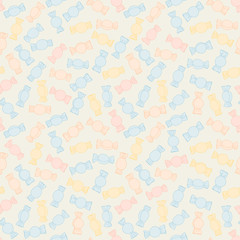 Colorful twisted candies. Seamless pattern. Sweet food backgroun