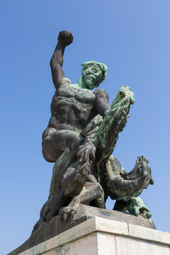 Allegorical statue of fight versus evil on the Gellért Hill - Budapest