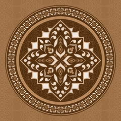 Vintage brown pattern in shape of a circle. Mandala.