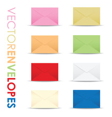 set of colourful envelopes