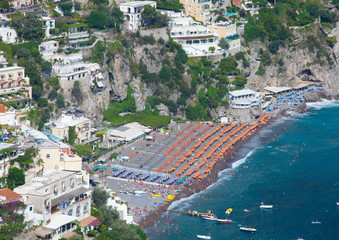 Top view of the the beach of Positano