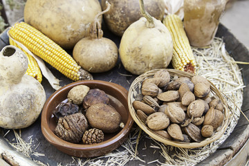 Dried corn and pumpkin