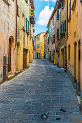 street of medieval Montepulciano town in Tuscany. Italy