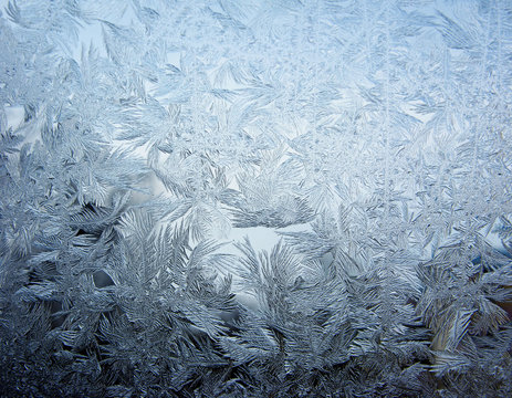 Snowflakes Ice On Glass Abstract Texture Background