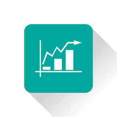 Growing bars graphic icon with rising arrow
