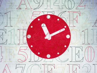 Timeline concept: Clock on Digital Paper background