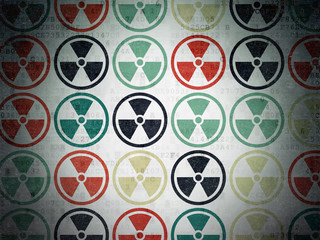 Science concept: Radiation icons on Digital Paper background