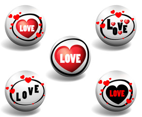 Love button in different designs