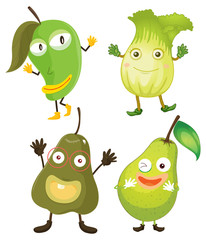 Fruits and vegetables in green