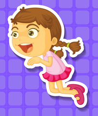 Little girl jumping and smiling